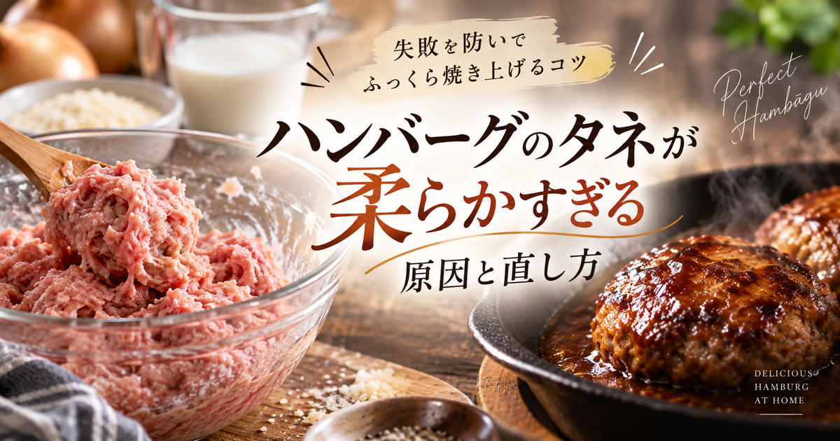 ハンバーグのタネが柔らかすぎる原因と直し方｜失敗を防いでふっくら焼き上げるコツ！