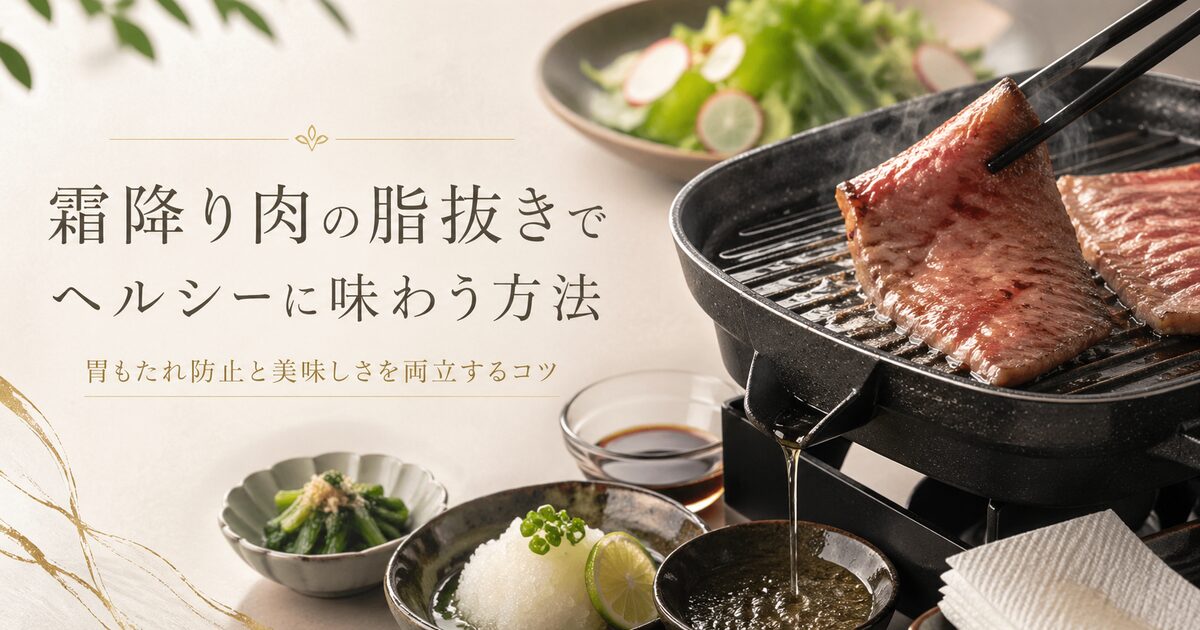 霜降り肉の脂抜きでヘルシーに味わう方法｜胃もたれ防止と美味しさを両立するコツをご紹介